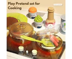 Kids Pretend Role Play Toy Kitchen Cooking Children Toddler Food Cookware Set Pink