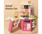 Kids Pretend Role Play Toy Kitchen Cooking Children Toddler Food Cookware Set Pink