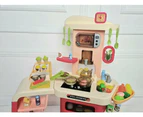 Kids Pretend Role Play Toy Kitchen Cooking Children Toddler Food Cookware Set Pink