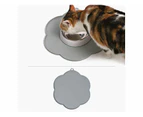 Catit Flower Shape Cat Placemat, Doily, Medium size, For cats and Kittens, Soft Silicon anti-slip & anti-spill Material, Gray, diameter 11.8in - Catch