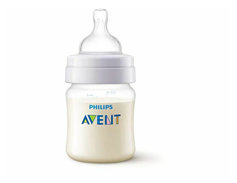 PHILIPS AVENT Anti-Colic Bottle - 125 ml Capacity, BPA-free and ergonomically shaped, Ultra-soft nipple designed to mimic chest feel - Transparent - Catch