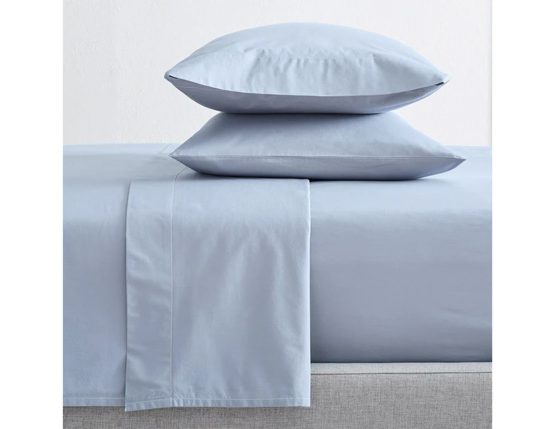 Renee Taylor Double Sheet/Pillowcases Set 300TC Organic Cotton Bedding Baby Blue
