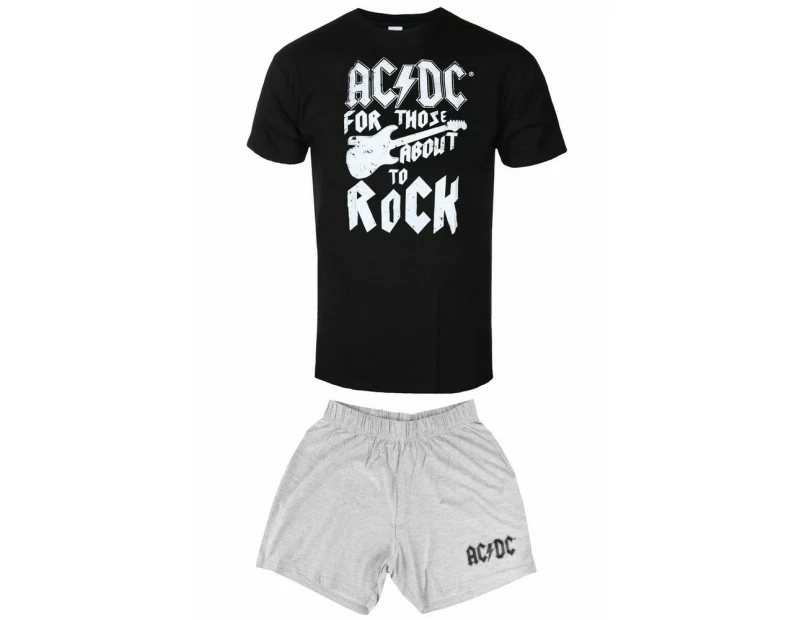 AC/DC Unisex Adult For Those About to Rock Guitar Short Pyjama Set (Black/Grey) - RO2948