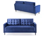 Zinus Benton Mid-Century Velvet 3-Seat Sofa - Navy