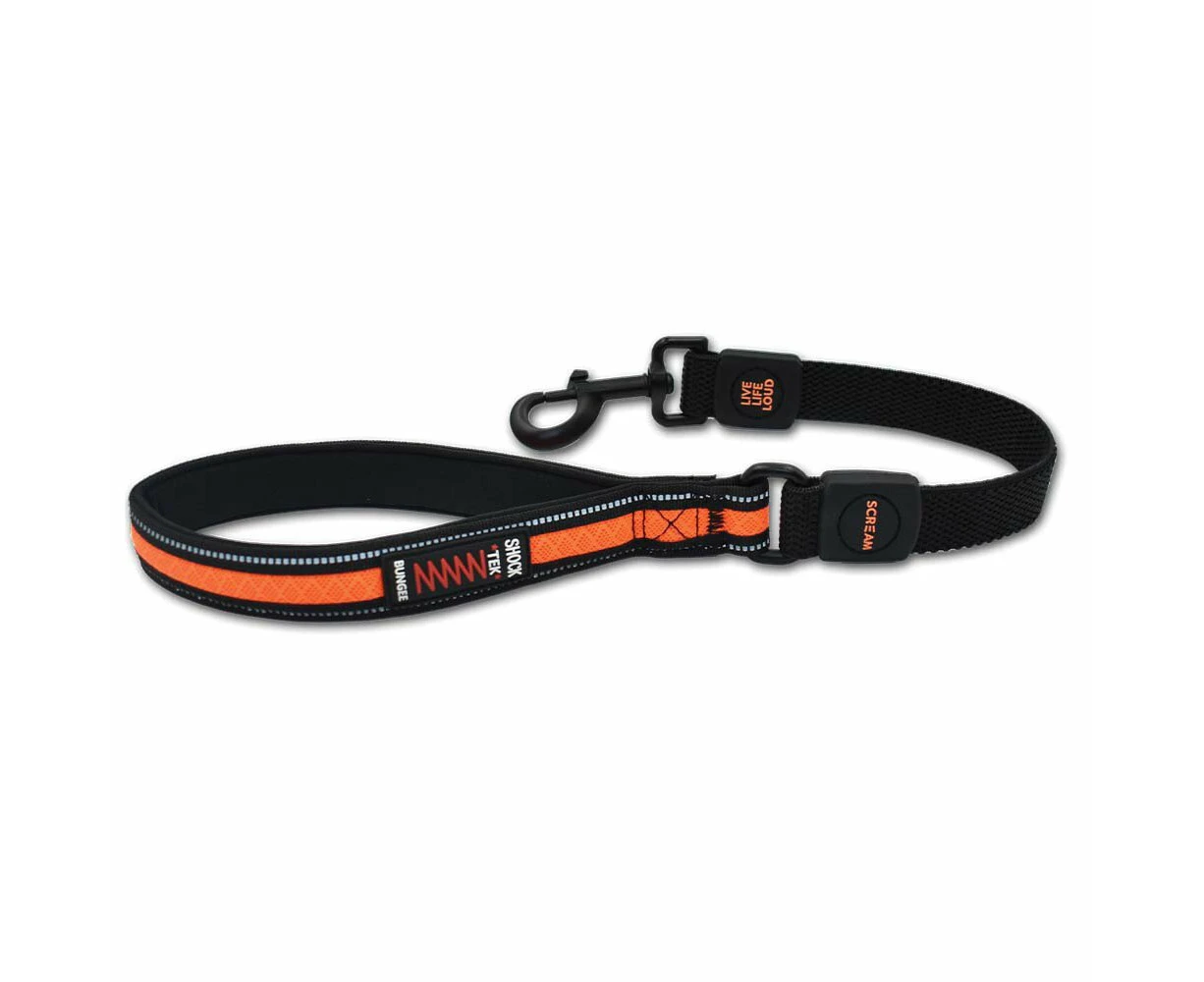 Scream Reflective Bungee Leash w/ Padded Handle for Dogs Loud Orange 2.5 x 55cm