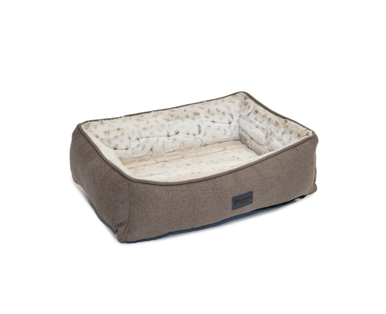 Superior Pet Goods Ortho Dog Lounger/Bed Light Brindle Soft Faux Fur Small 87cm