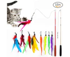 Cat Toys for Indoor Cats, Interactive Cat Toy 2PCS Retractable Cat Wand Toy and 9PCS Cat Feather Toys Refills,for Bored Cats Chase and Exercise