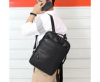 Business Backpacks For Men Waterproof PU Leather Laptop Bag Large Capacity USB Charging Rucksack Male Fashion Bagpack - Black