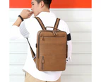Business Backpacks For Men Waterproof PU Leather Laptop Bag Large Capacity USB Charging Rucksack Male Fashion Bagpack - Dark brown