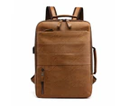 Business Backpacks For Men Waterproof PU Leather Laptop Bag Large Capacity USB Charging Rucksack Male Fashion Bagpack - Dark brown