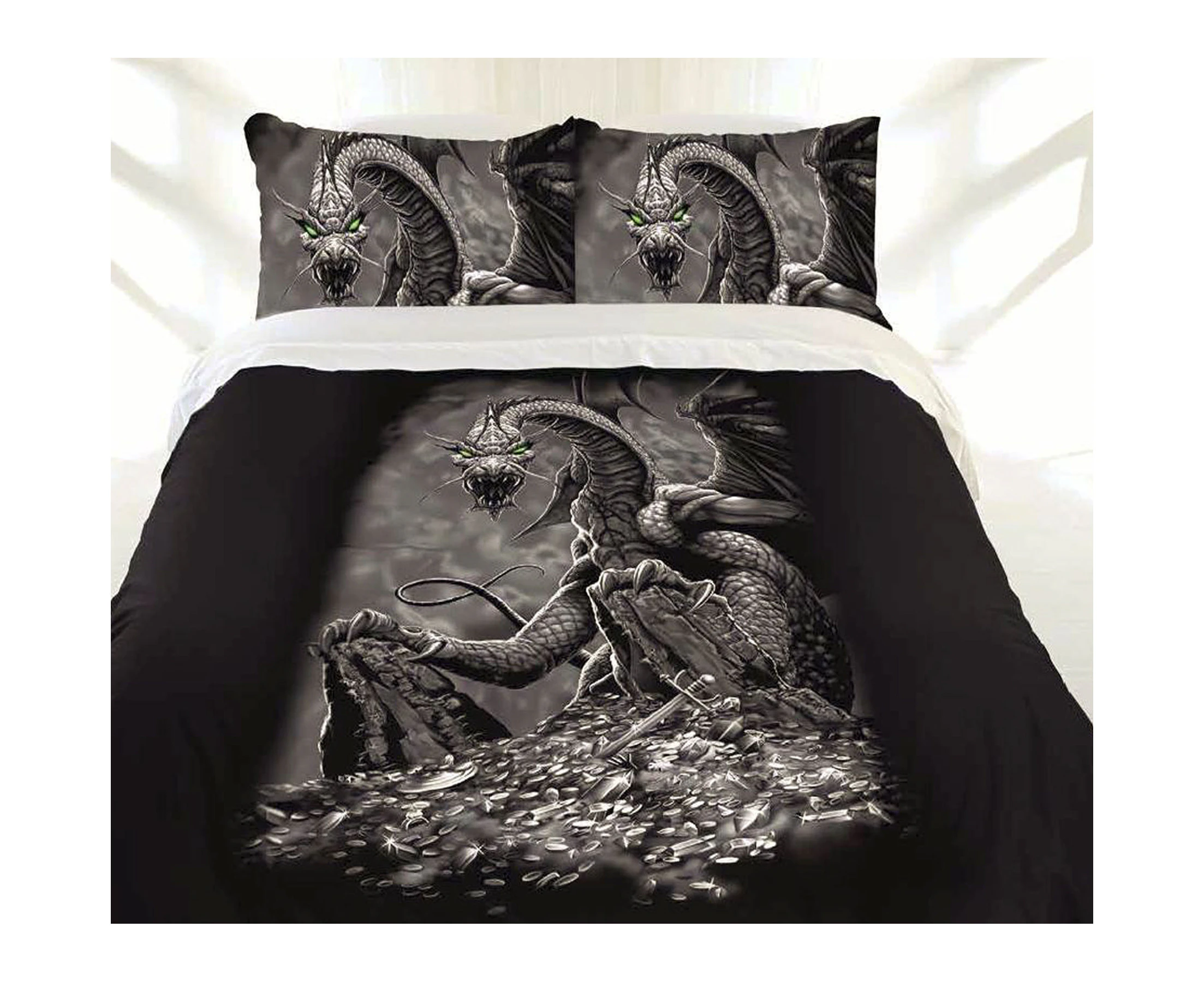 Just Home Green Eyed Dragon Quilt Cover Set Single