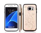 Samsung Galaxy S7 for Leather magnetic closure flip case-Gold