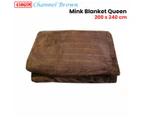450gsm Channel Brown Mink Blanket Queen 200 x 240 cm