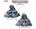 175GSM Banana Tree Leaves Printed Polar Fleece Throw Rug 120 x 150cm - Blue