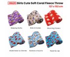 190GSM Girls Cute Ultra Soft Coral Fleece Throw 127 x 152cm - Sleeping Sloths