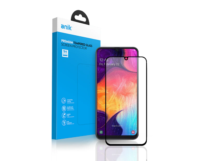 Samsung Galaxy A20 Compatible Full Faced Tempered Glass Screen Protector Of Anik With Premium Full Edge Coverage High-Quality - Full Cover, Single Pack