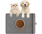 Pet Food Mat, Cat & Dog Bowl Mat for Food and Water, Silicone Floors Waterproof Non-Slip Small Feeding Mats, Dishwasher Safe -48 x 30 cm