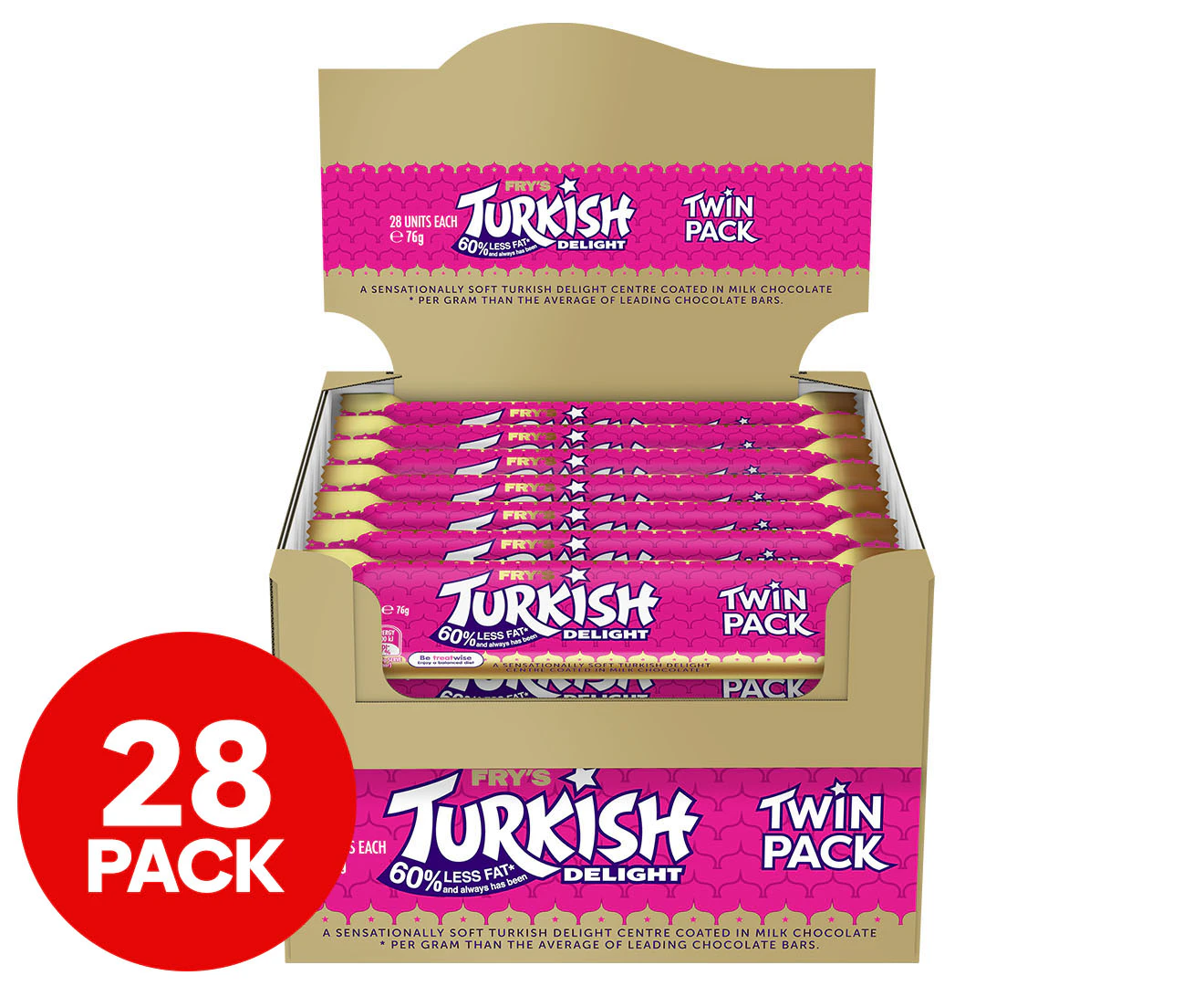 28 x Fry's Turkish Delight Twin Bar 76g