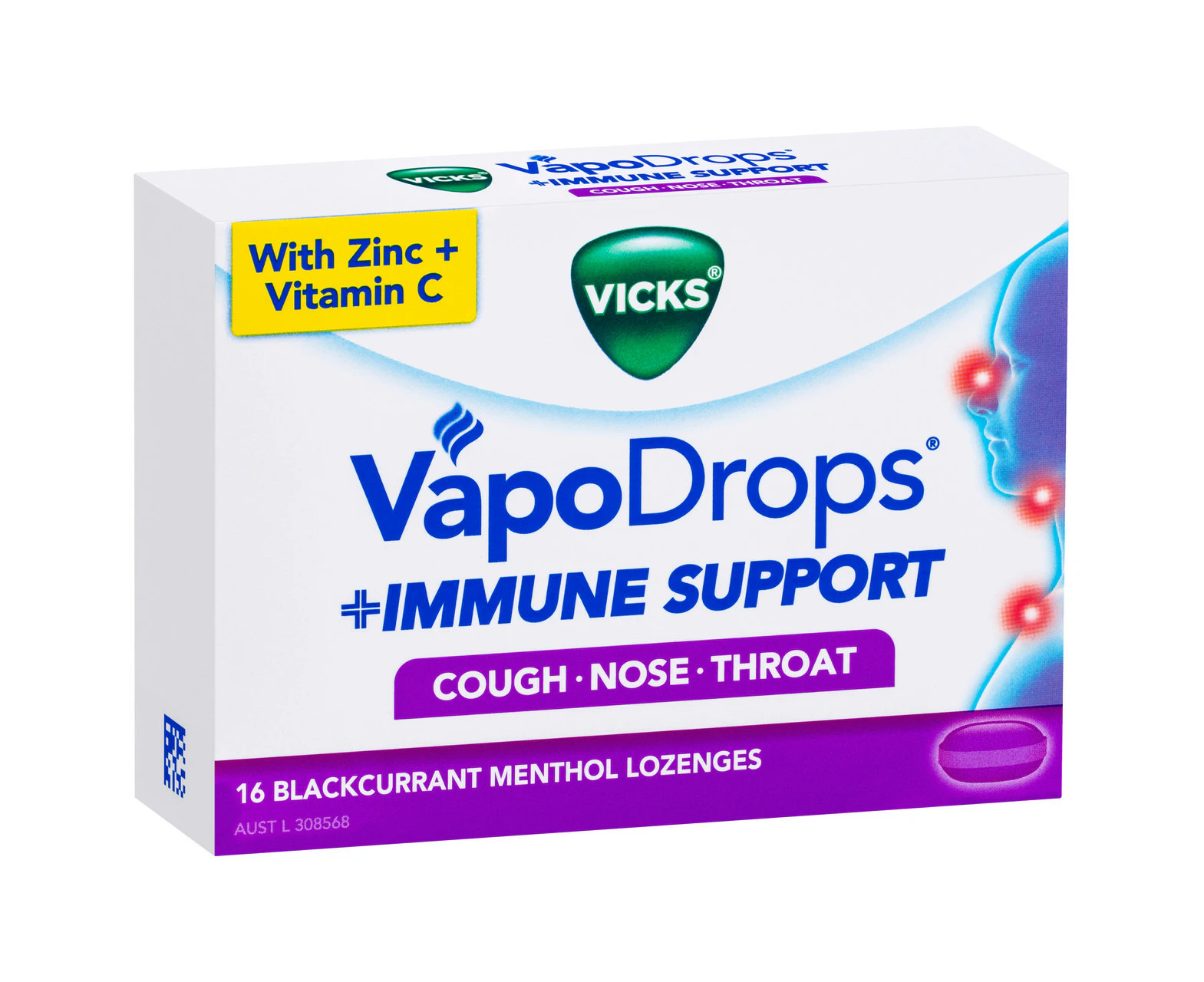 Vicks VapoDrops Immune Support Blackcurrant 16pk