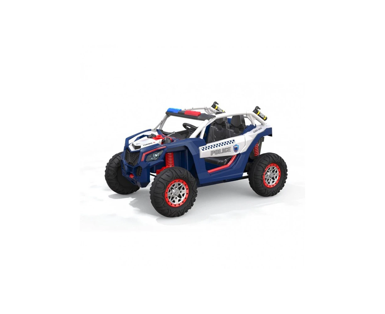 Go Skitz 24V Police Ride On Beach Buggy w/ Remote Control Fun Kids Toy 3+ Blue