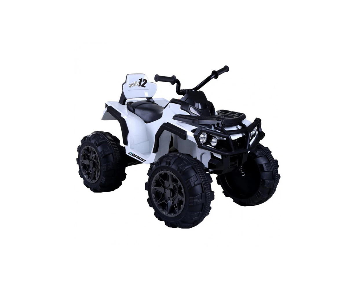 Go Skitz Adventure Electric Ride Quad Bike w/ Music Player Kids Toy 3+ White