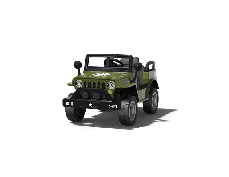 Go Skitz Sarge Combat Jeep 12V Electric Ride On w/ Lights Fun Kids Toy 3+ Green
