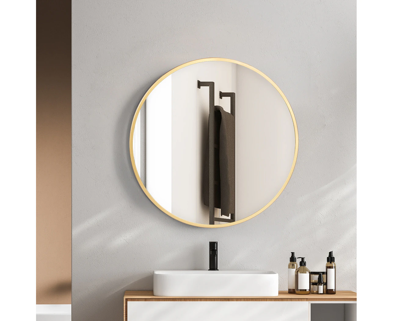 Yezi Bathroom Wall Mirror Round   Large Vanity Makeup Mirrors Decor Frame 60cm