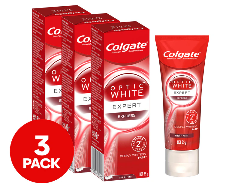 3 x Colgate Optic White Express White Fresh Mint Toothpaste 85g