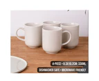 Oat Home 4 Piece Porcelain Mug Family Set Microwave Safe 8.3x10.2cm