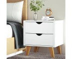 Artiss Bedside Table 2 Drawers - ANDERS White
