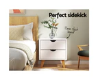 Artiss Bedside Table 2 Drawers - ANDERS White