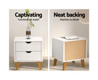 Artiss Bedside Table 2 Drawers - ANDERS White