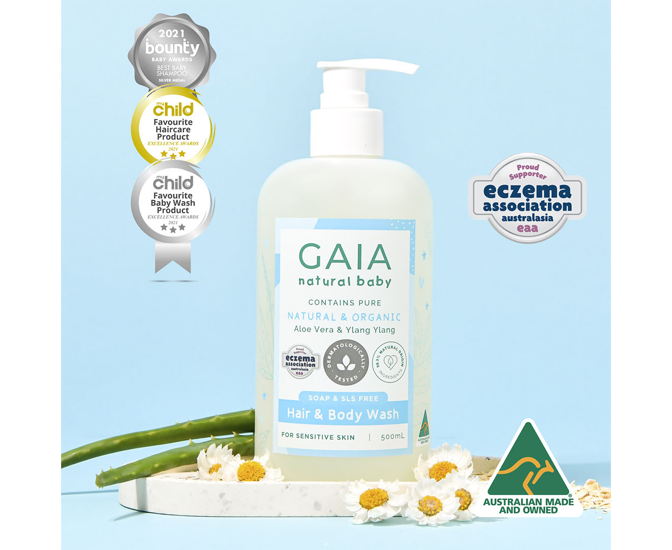 Gaia natural baby hair & hot sale body wash