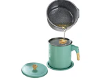 1.7L Bacon Grease Container with Strainer Oil Storage Container with Coaster Tray Dishwasher Safe Oil Keeper-mint green
