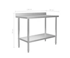 Kitchen Work Table with Backsplash 120x60x93 cm Stainless Steel