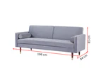 Livia 3 Seater Sofa Bed Fabric Uplholstered Lounge Couch - Gey