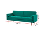 Livia 3 Seater Sofa Bed Fabric Uplholstered Lounge Couch - Green