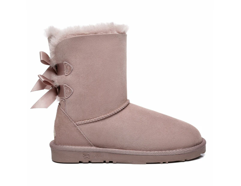 Short Double Bow Women UGG Boots - Dawn Pink