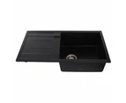 Tisira 86cm Single Bowl Black Granite Kitchen Sink & Reversible Drainer (TSG860BK)