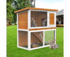 Advwin Large Run Wooden Pet Hutch Rabbit Cage House Outdoor(2 Storey, Brown)