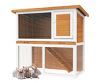 Advwin Large Run Wooden Pet Hutch Rabbit Cage House Outdoor(2 Storey, Brown)