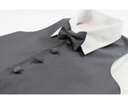Dark Grey Boys Junior Cotton Vest Adjustable Waistcoast & Matching Bow Tie Set Cotton/Polyester - Dark Grey