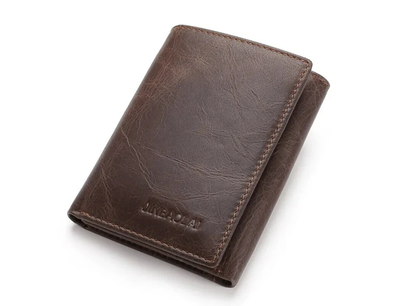 100% Genuine Crazy Horse Leather Men Wallets Vintage Trifold Wallet Zip Coin Pocket Purse Cowhide Leather Wallet For Men WB14—850-1