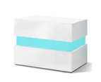 ALFORDSON Bedside Table RGB LED 2 Drawers White