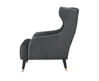 Sylvia Accent Sofa Arm Chair Fabric Uplholstered Lounge Couch - Grey