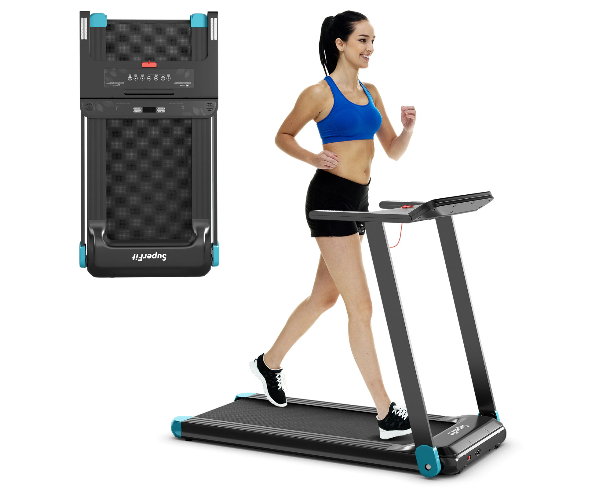 Costway Folding Electric Treadmill 12km/h LED Screen APP Control Exercise Running Walking Machine Home Gym,Navy