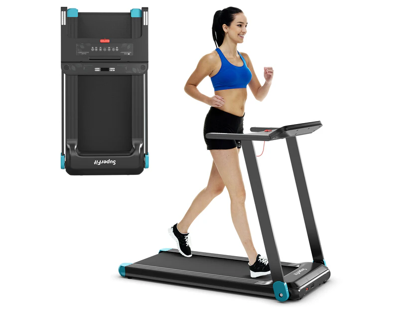 Costway Folding Electric Treadmill 12km/h LED Screen APP Control Exercise Running Walking Machine Home Gym,Navy