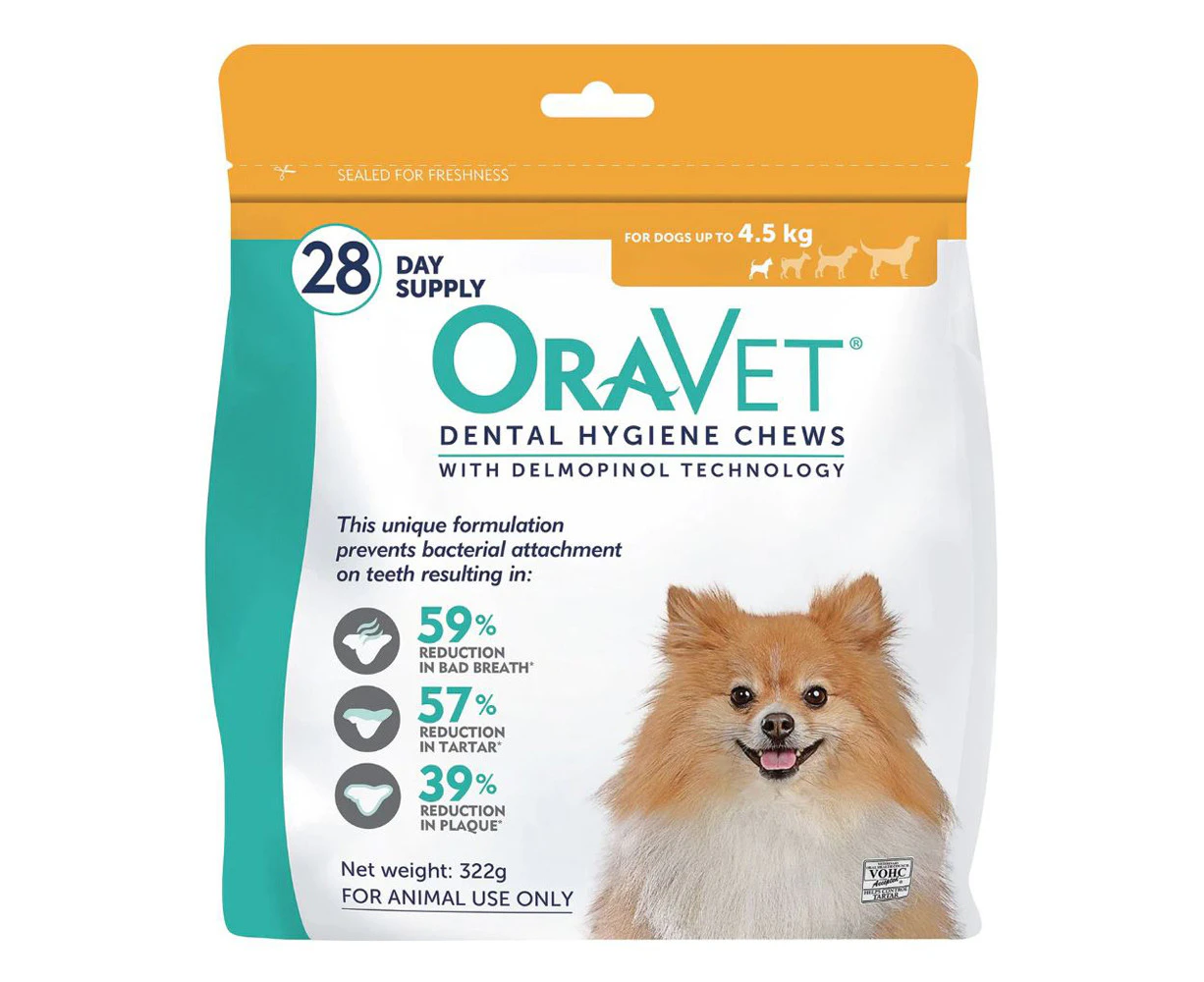 Plaque and Tartar Control Chews for Extra Small Dogs up to 4.5kg, Pack of 28