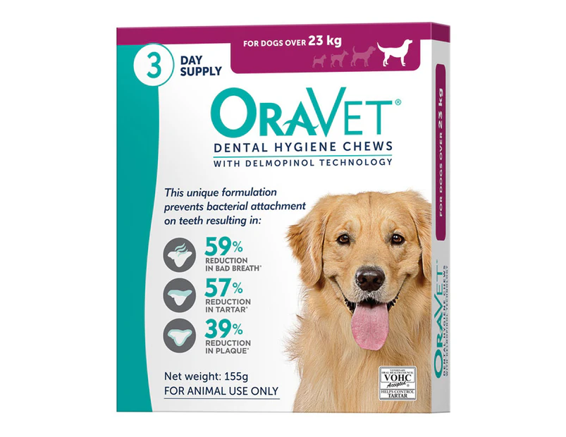 Oravet Dental Hygiene Chews for Large Dogs Over 23kg Violet 3 Pack