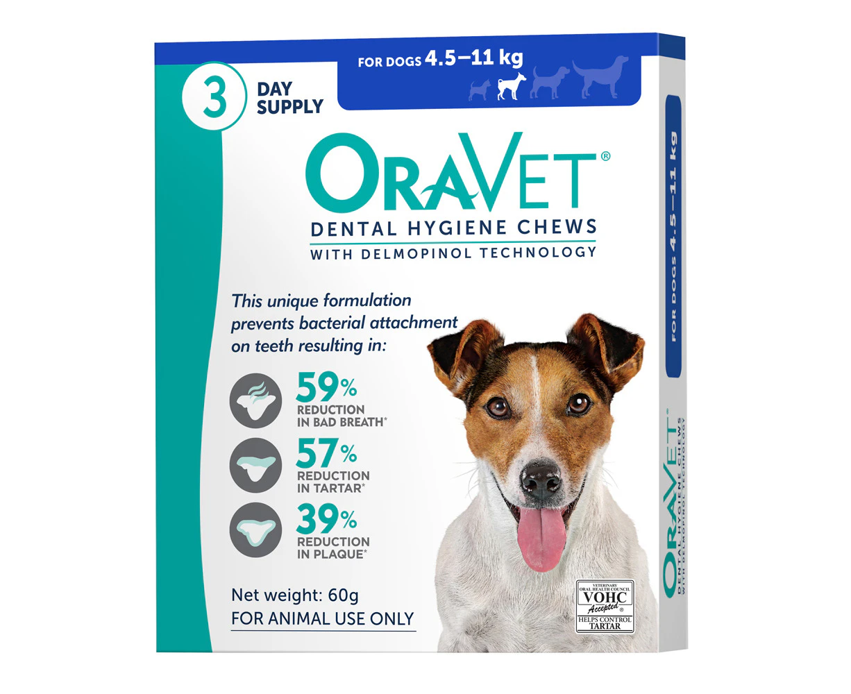 OraVet 3 Pack Small Dogs Dental Hygiene Chews for Dogs 4.5-11kg Merial